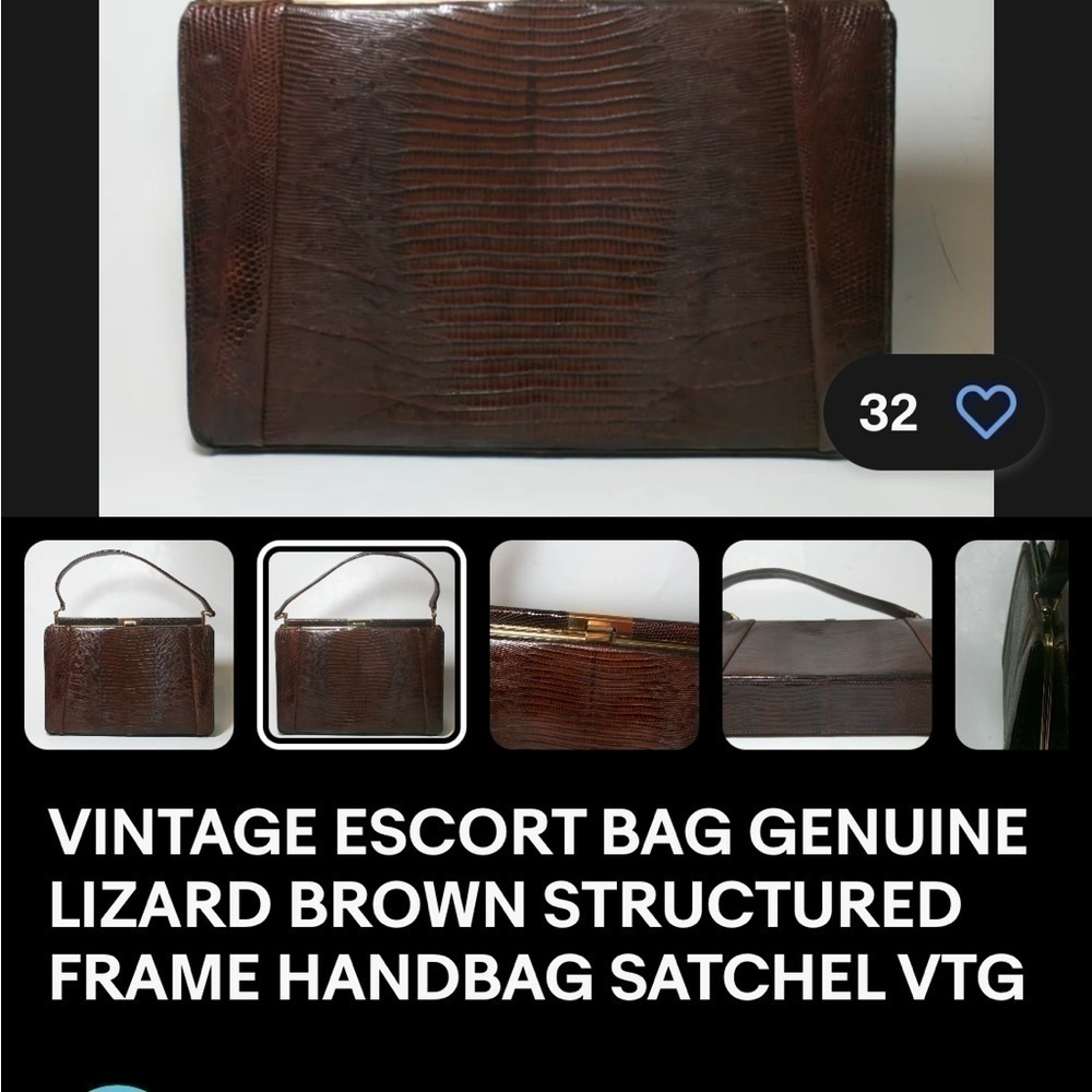 Escort bag brown lizard (missing strap) - Picture 4 of 11